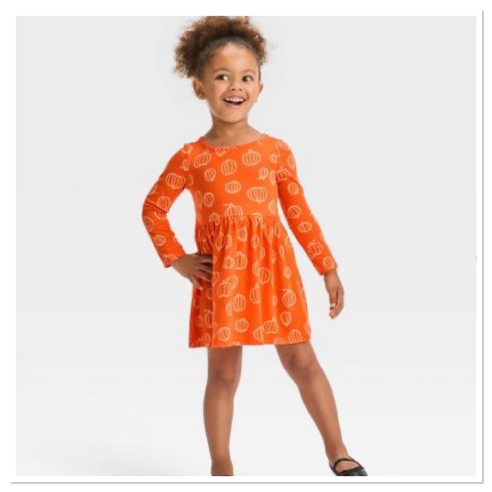 Toddler Girls Pumpkin Long Sleeve Dress Cat & Jack